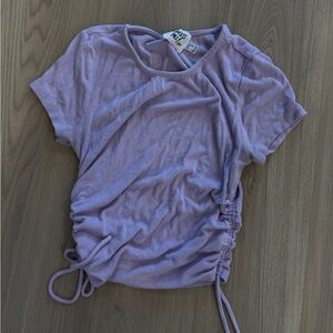 H&M Light Purple Ruched Short Sleeve Top